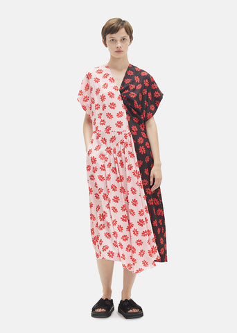 Short Sleeve Patchwork Crepe Dress