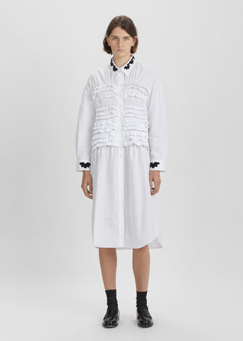 Smocked Poplin Shirt Dress