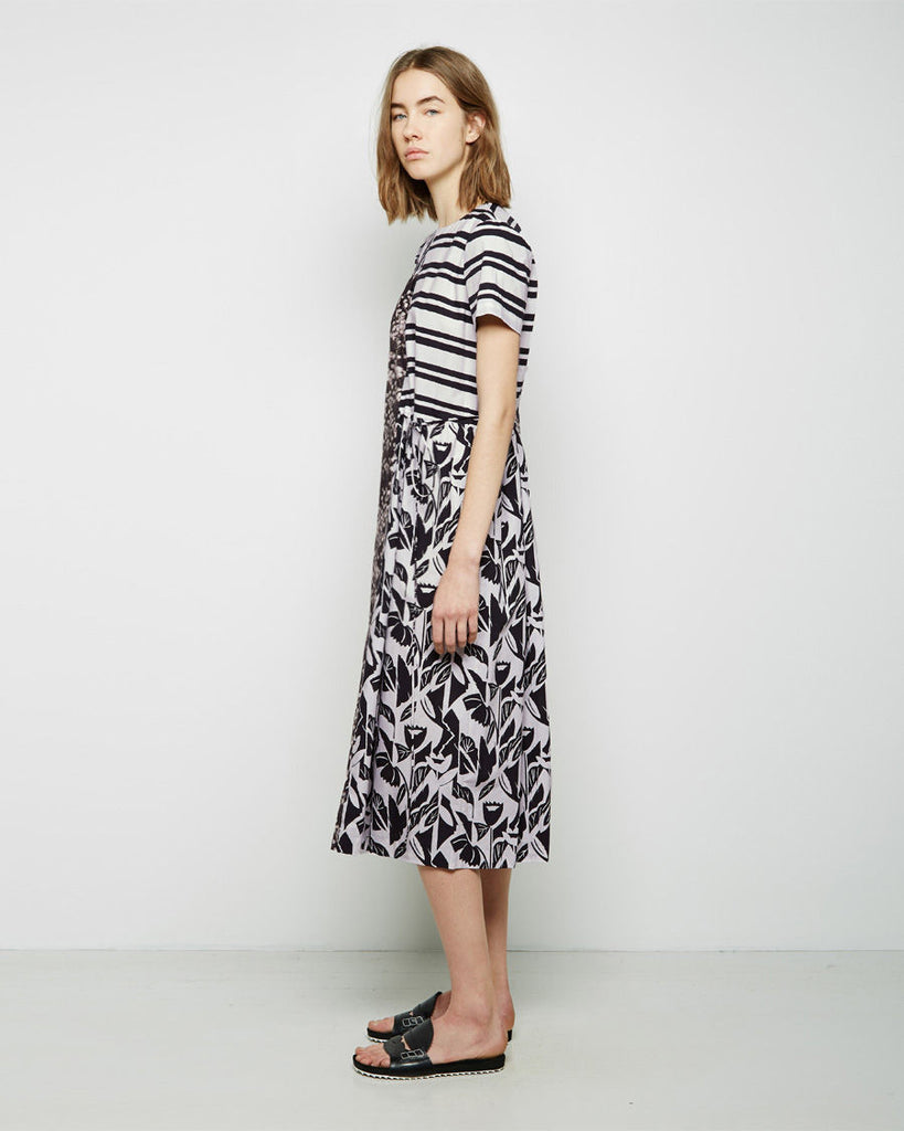 Print Blocked Cinched Waist Dress