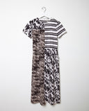 Print Blocked Cinched Waist Dress