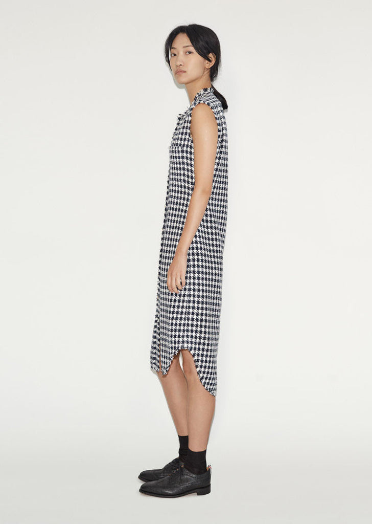 Frayed Sleeveless Shirtdress