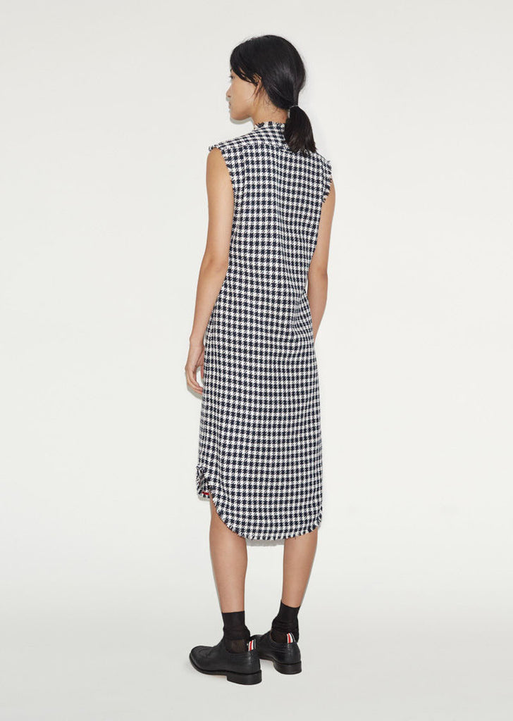 Frayed Sleeveless Shirtdress