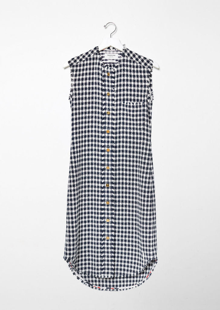 Frayed Sleeveless Shirtdress