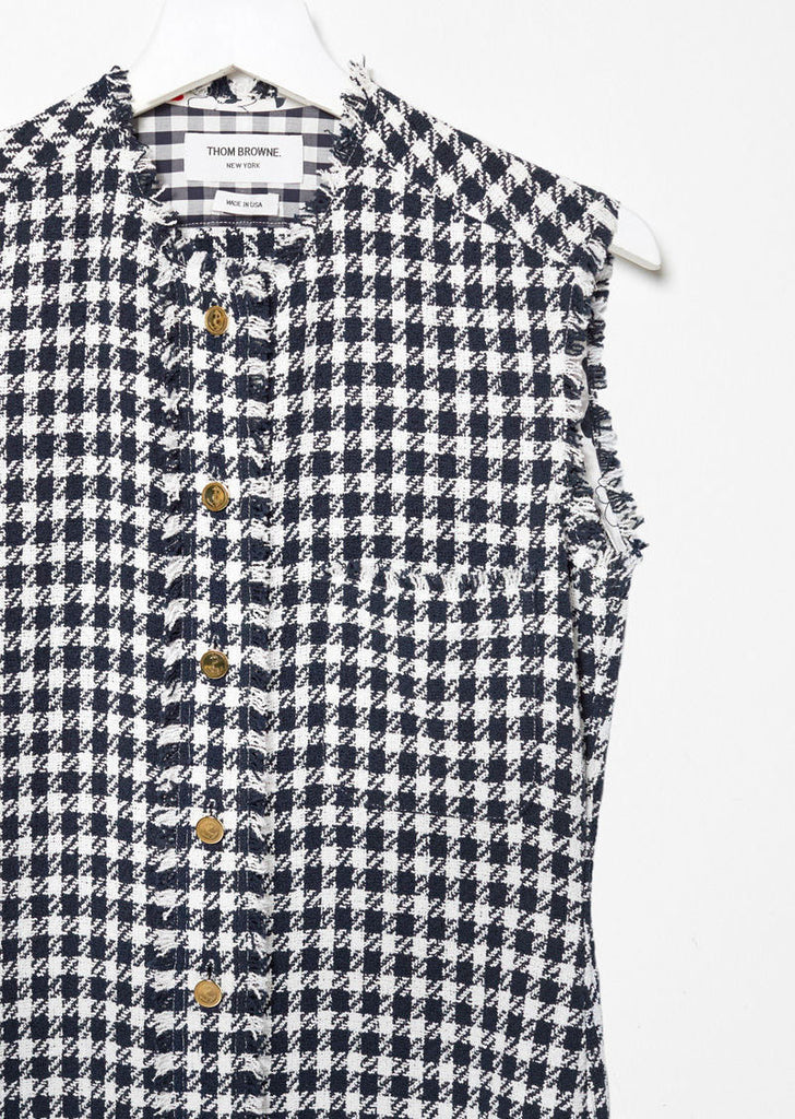 Frayed Sleeveless Shirtdress