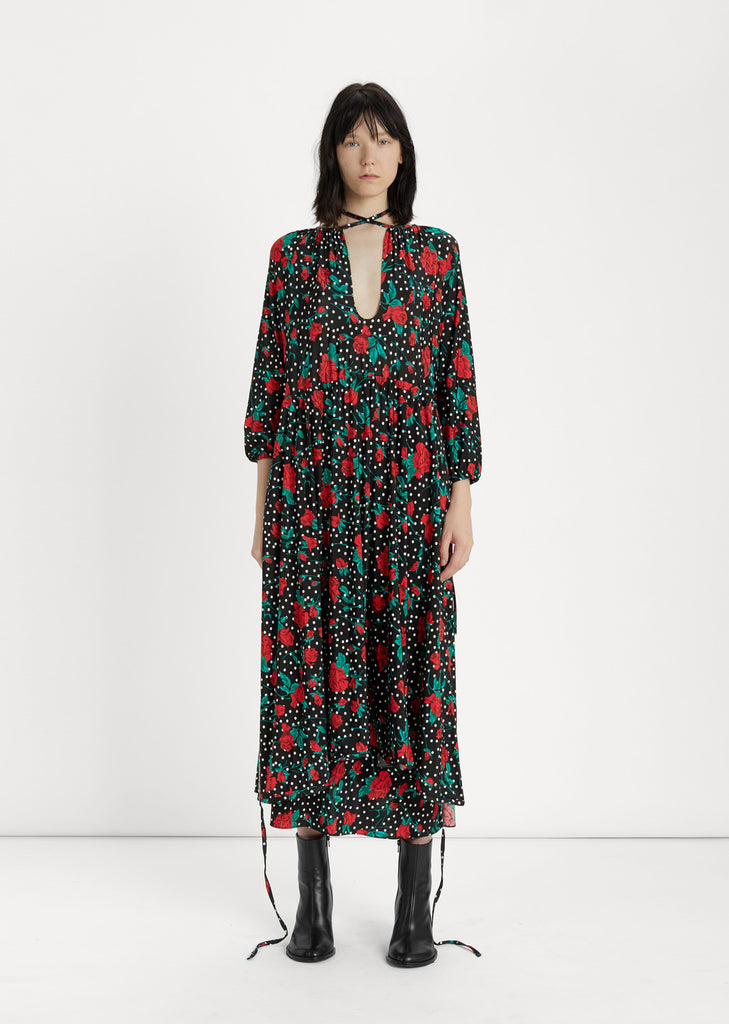 Rose Polka Dot Tie Dress