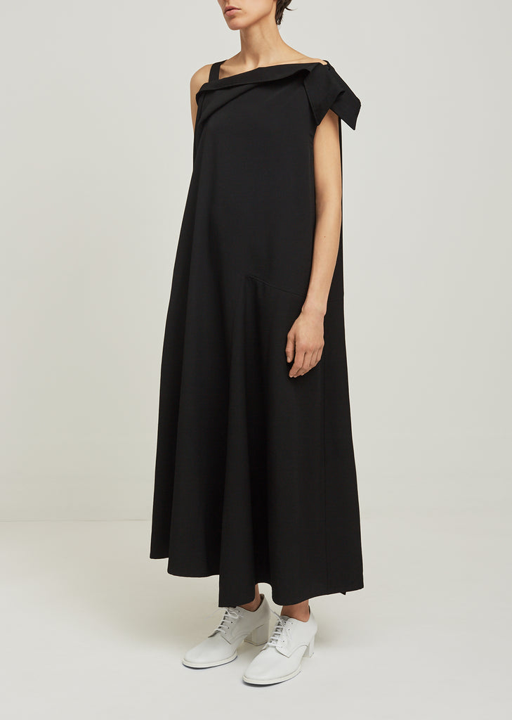 Gabardine Draped Sleeveless Dress