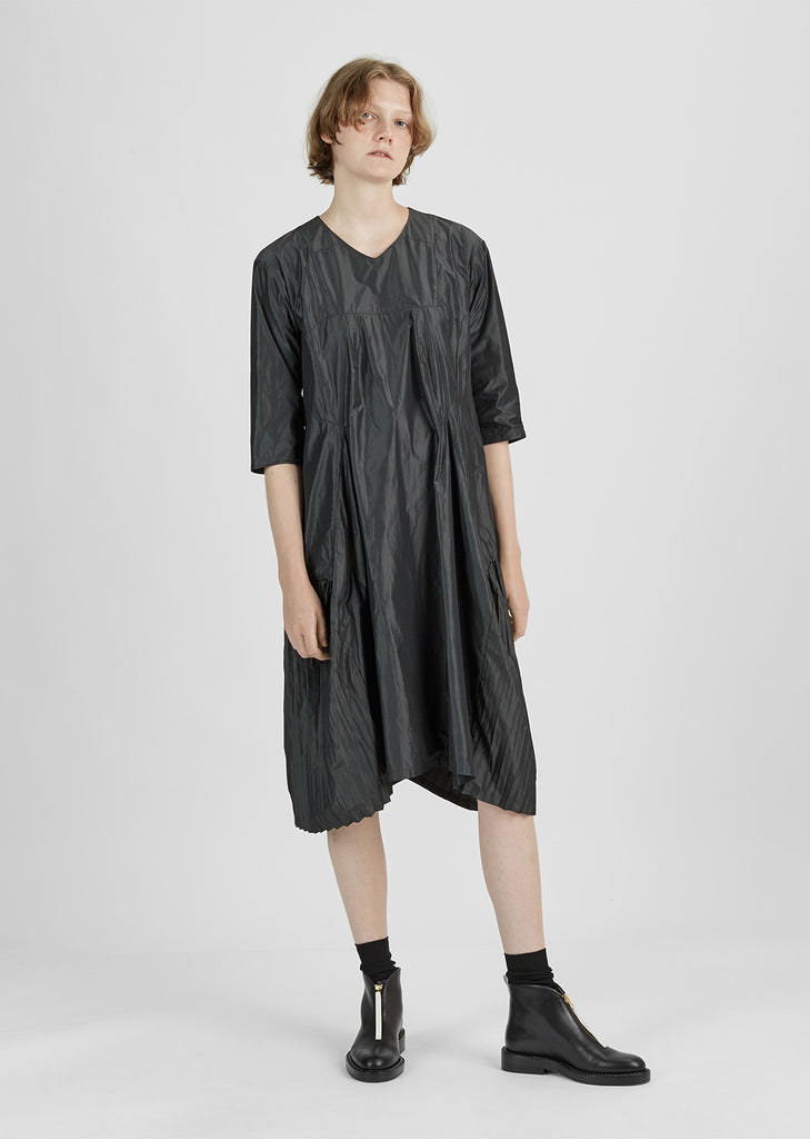 Pleated Taffeta Dress