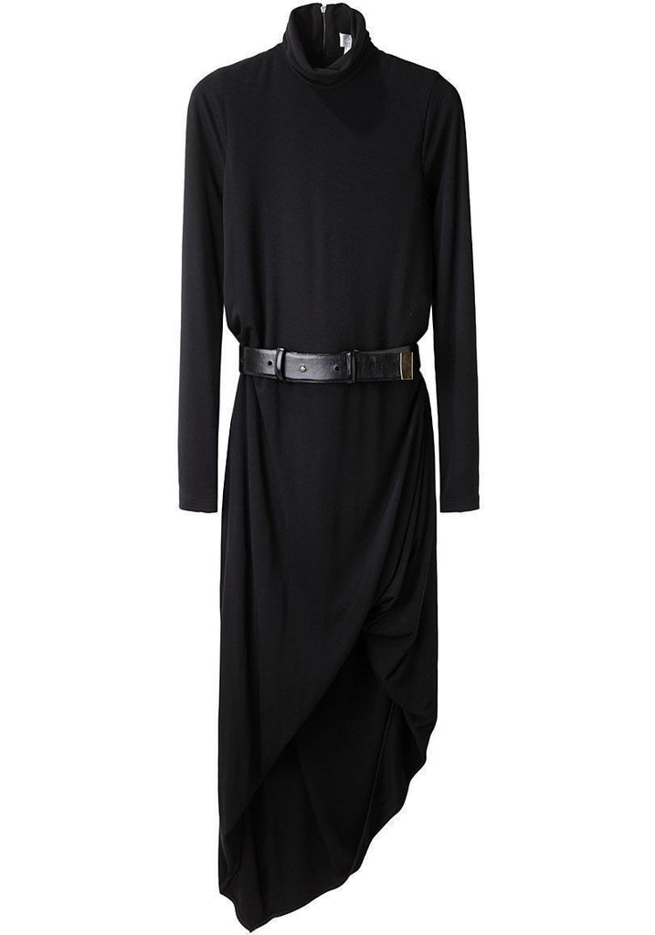 Belted Turtleneck Dress