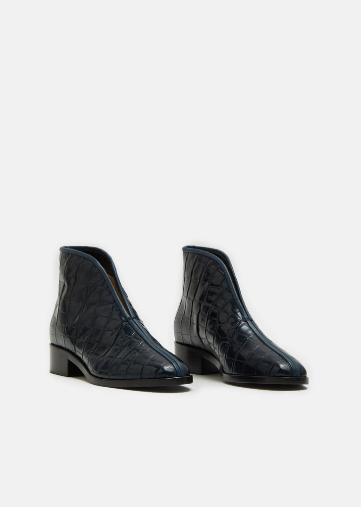 Croco Embossed Open Boots