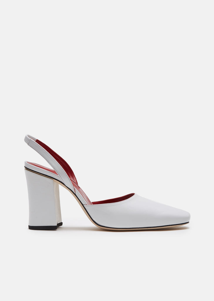 White Leather Slingback Pumps
