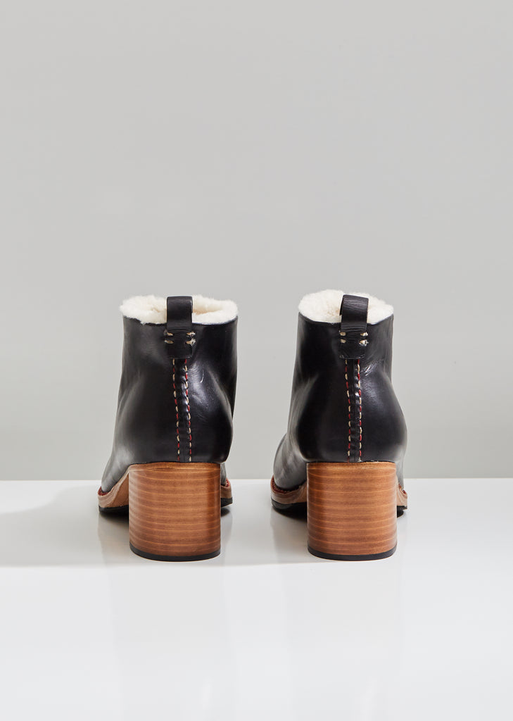 Braided Shearling Mid Heel Boots