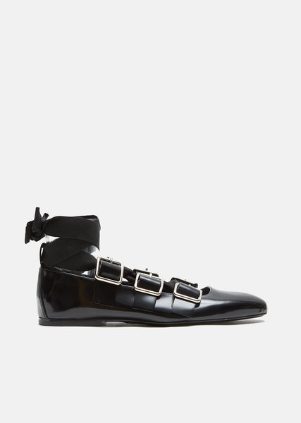 フラットシューズ Jil Sander Buckle ballet flats Jil Sander Leather Buckled Ballet Flats | Harrods US