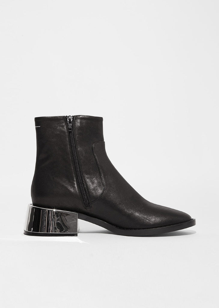 Sheep Skin Mirror Heel Ankle Boots