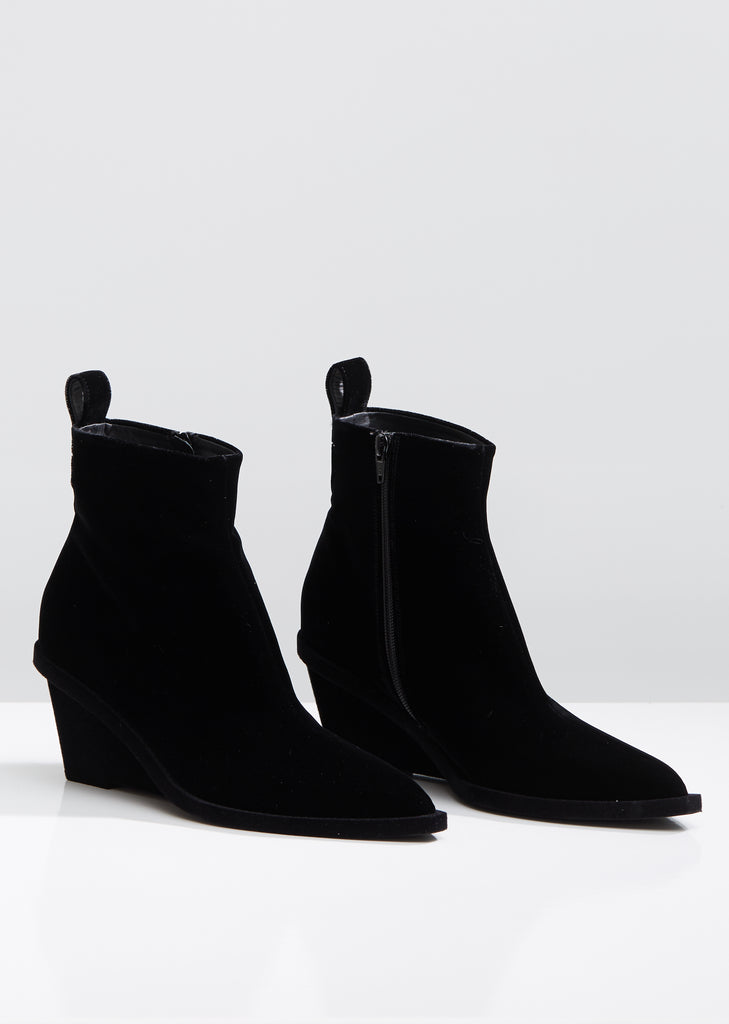 Velvet Pointy Toe Ankle Boots