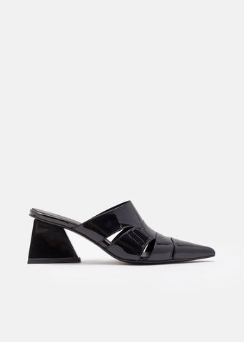 Patent Leather Mid Heel Wrap Mule