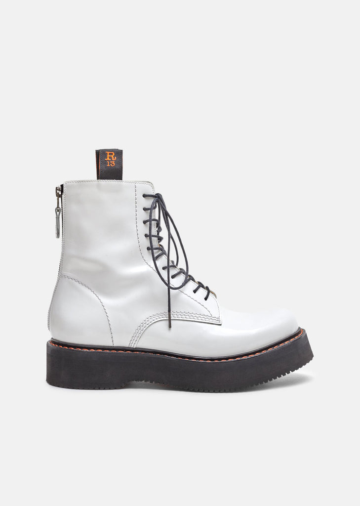 Single Stacked Lace-Up Boots