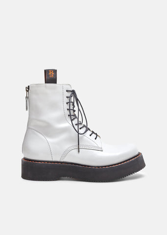 Single Stacked Lace-Up Boots