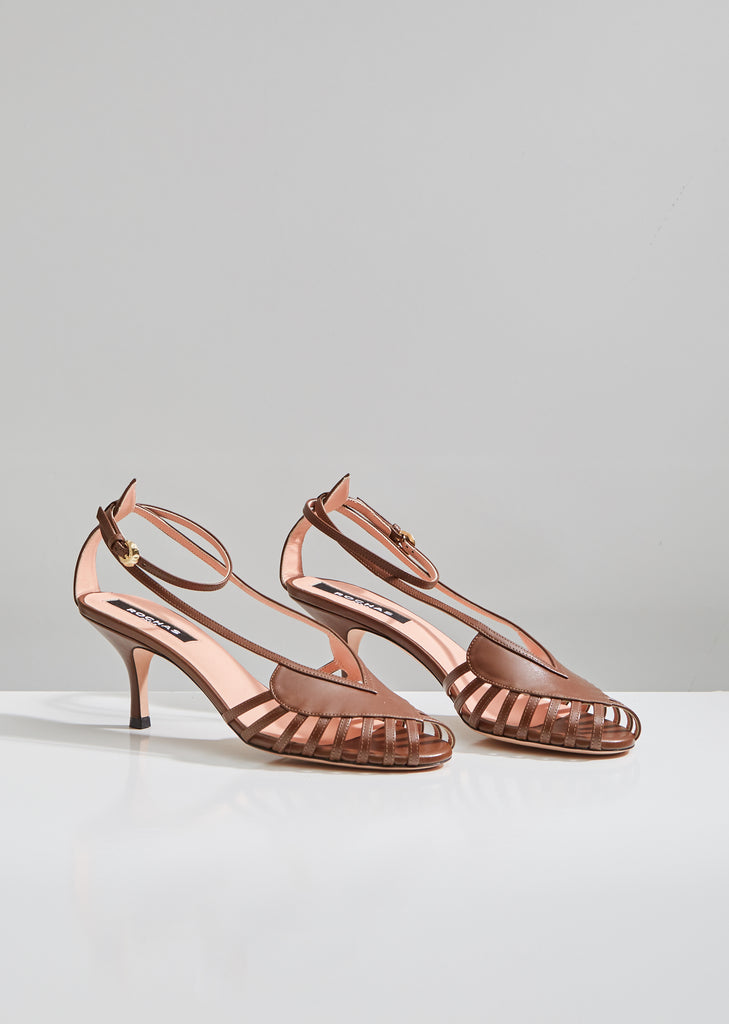 Kitten Heel Leather Sandals