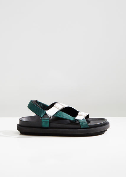 Leather Strap Sandals - EU 36 / White×Green
