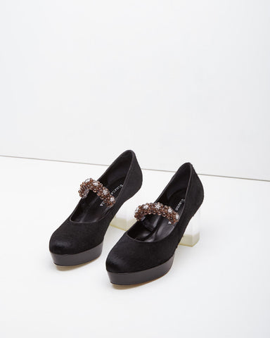 Ponyhair Perspex Heel Pump With Baubles