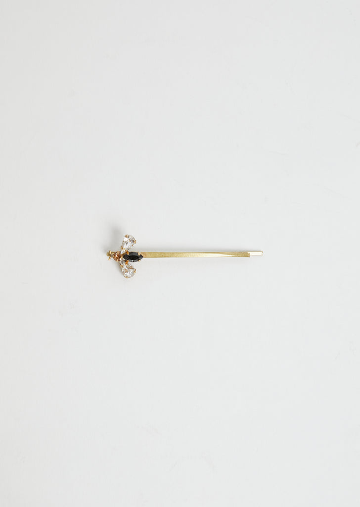 Bee Hair Pin — Black Crystal