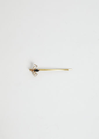 Bee Hair Pin — Black Crystal