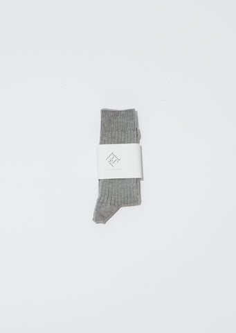 Rib Ankle Socks — Grey Melange