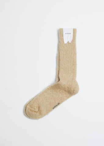 Brushed Mohair Socks — Beige