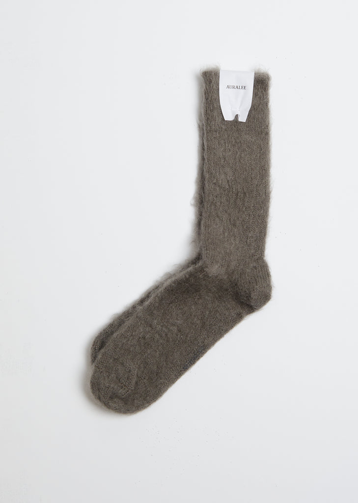 Brushed Mohair Socks — Grey