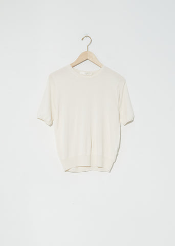 Silk Mix Crew Neck Short Sleeve Top