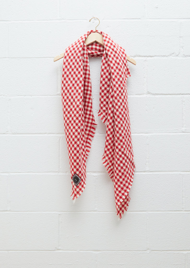 Labra Quadra Natte Scarf — Red/White