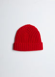 Cashmere Ribbed Beanie —Red