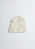 Cashmere Ribbed Beanie — Ivory