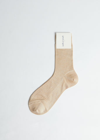 One Ribbed Socks — Sabbia Melange