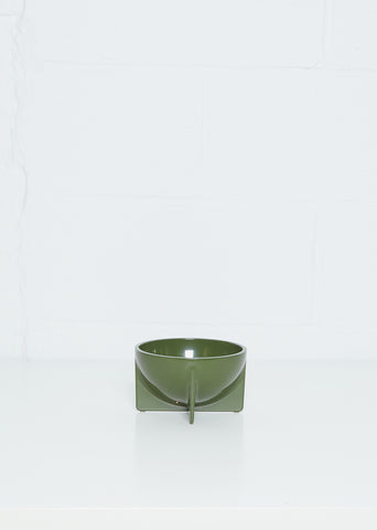Small Round Standing Bowl — Dark Green