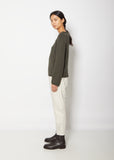 Ruby Boatneck Cashmere Sweater — Forest/Vintage Grey