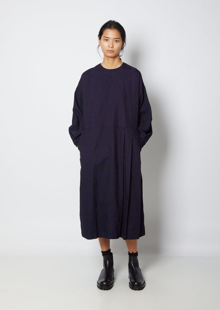 Indigo Jaquard Tuck Pullover Dress