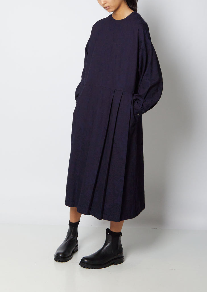 Indigo Jaquard Tuck Pullover Dress