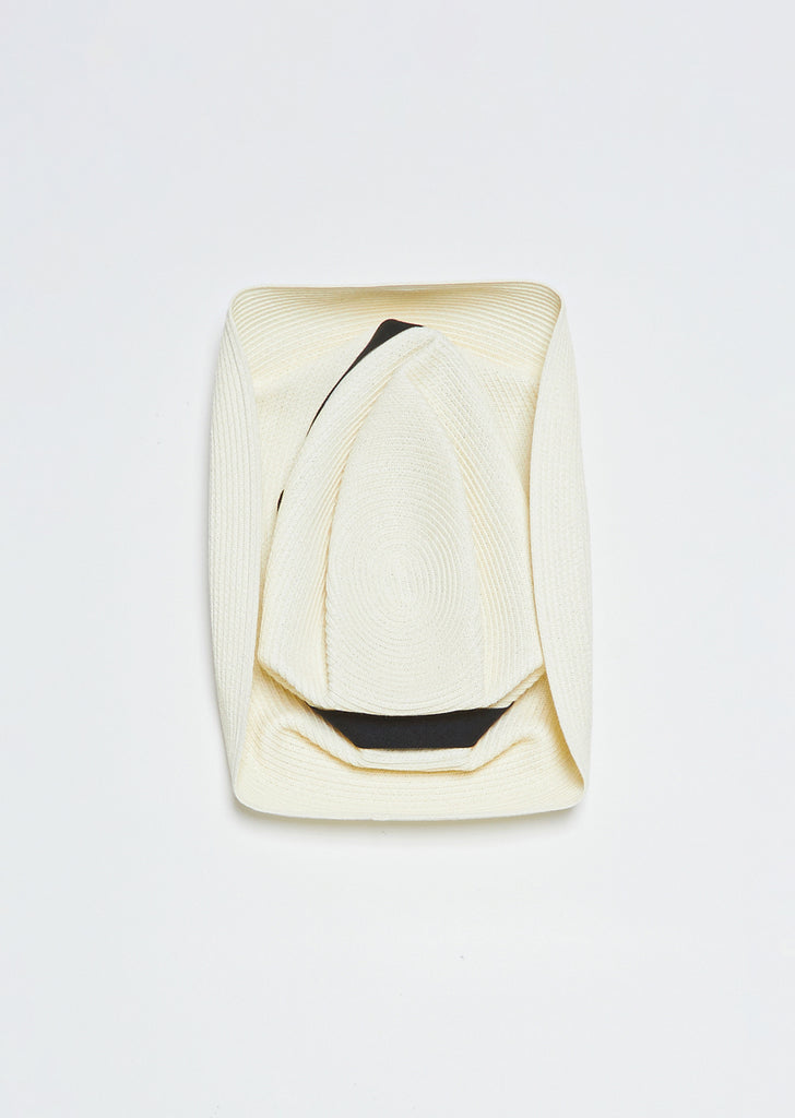 Boxed Hat 11 cm Plain Tape — White x Black
