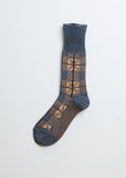 Square Check Socks — Blue