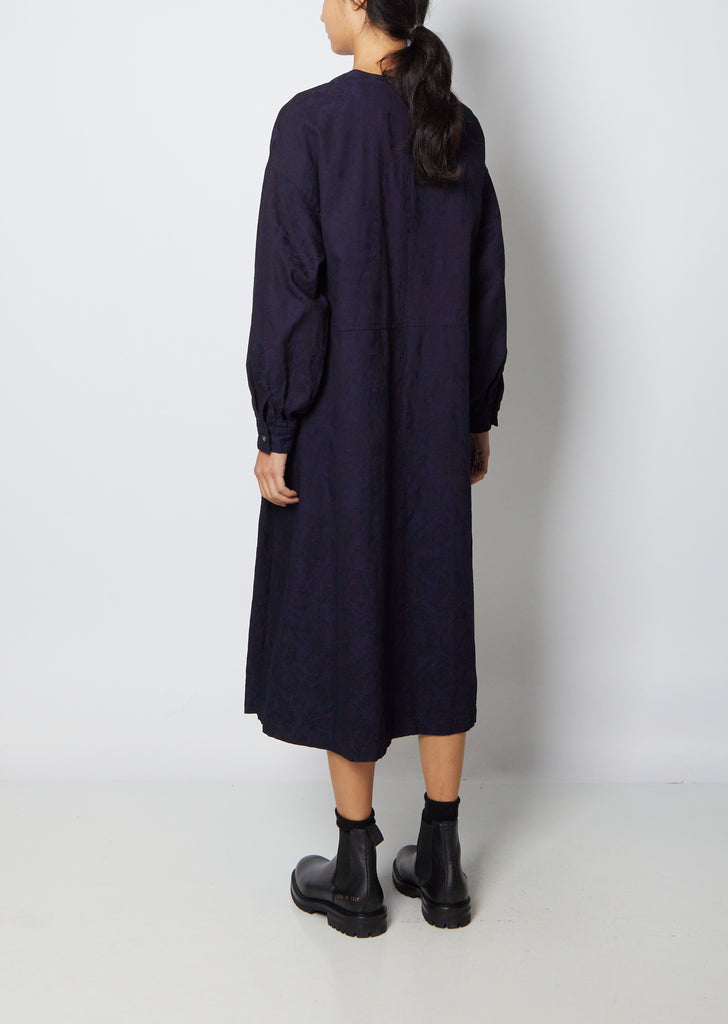 Indigo Jaquard Tuck Pullover Dress