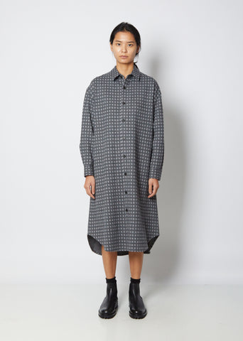 Wool Plaid Oversized Shirt Dress