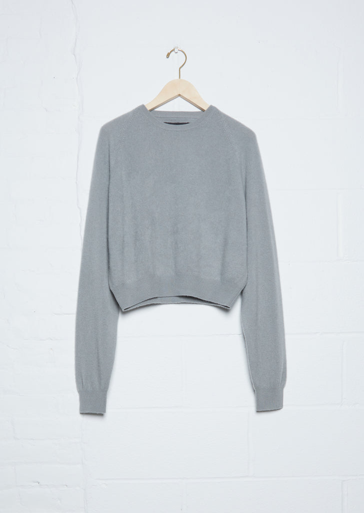 Short Boyfriend Crewneck Sweater — Stone