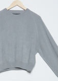 Short Boyfriend Crewneck Sweater — Stone