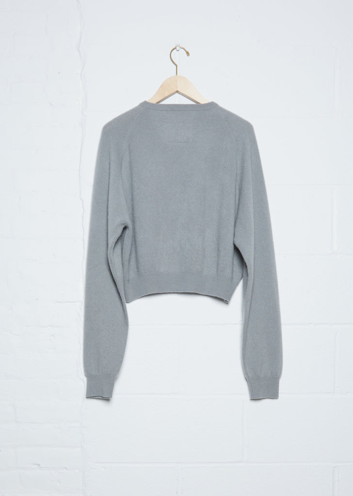 Short Boyfriend Crewneck Sweater — Stone