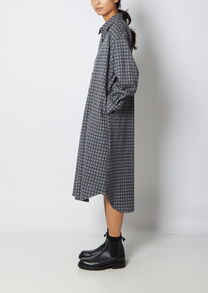 Wool Plaid Oversized Shirt Dress