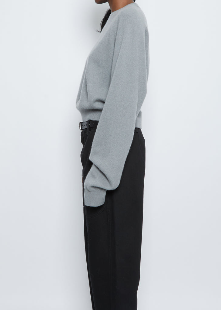 Short Boyfriend Crewneck Sweater — Stone