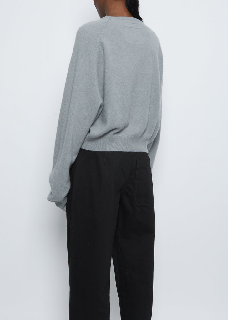 Short Boyfriend Crewneck Sweater — Stone