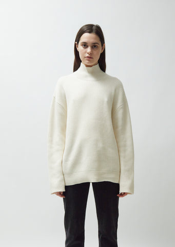 Ribbed Mock-Neck Sweater — Ivory