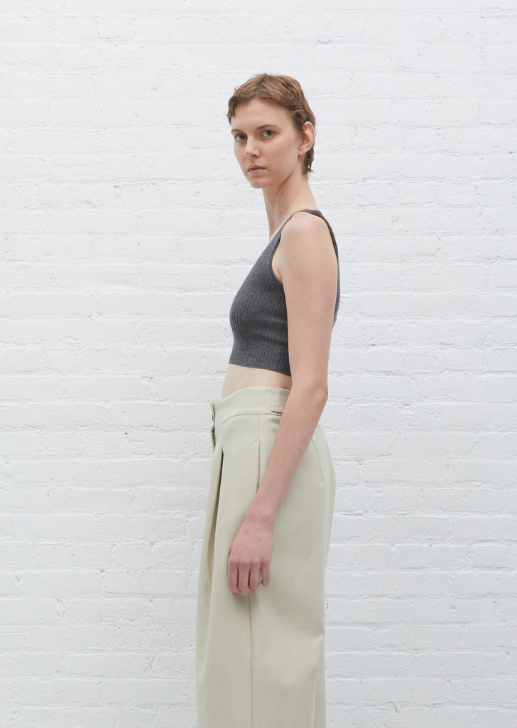 Montague Cashmere Cropped Top — Anthracite Melage